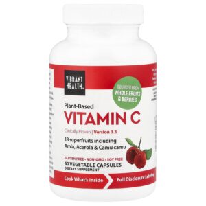 Vibrant Health Vitamina C à Base de Plantas 60 Cápsulas Vegetais