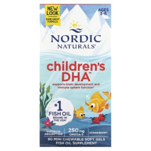Nordic Naturals Childrens DHA De 3 a 6 Anos Morango 90 Minicápsulas Softgel Mastigáveis