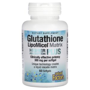 Natural Factors Matriz de Glutationa LipoMicel 300 mg 60 Cápsulas Softgel