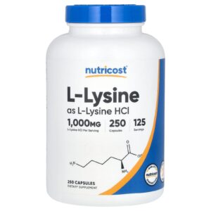 Nutricost L-lisina 250 Cápsulas (500 mg por Cápsula)