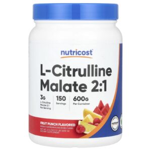 Nutricost Malato de L-Citrulina 2:1 Ponche de Frutas 600 g (13 lb)