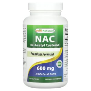 Best Naturals, NAC, 600 mg, 250 Cápsulas