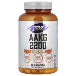 NOW Foods AAKG 2200 180 Cápsulas Vegetais (550 mg por Cápsula)