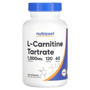 Nutricost, L-Carnitina Tartarato, 120 Cápsulas (500 mg por Cápsula)