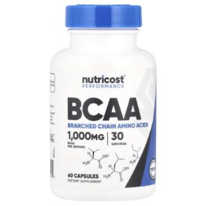 Nutricost Desempenho BCAA 60 Cápsulas (500 mg por Cápsula)