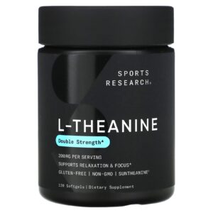 Sports Research, L-Theanine, 200 mg, 120 Cápsulas Softgel