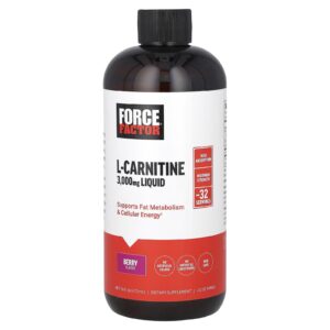Force Factor L-Carnitina Líquida Fruto Silvestre 3.000 mg 473 ml (16 fl oz)