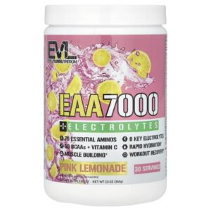 EVLution Nutrition, EAA 7000 + Eletrólitos, Limonada Rosa, 369 g (13 oz)