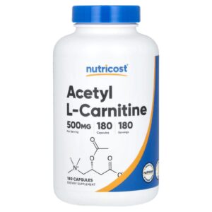 Nutricost, Acetil L-Carnitina, 500 mg, 180 Cápsulas