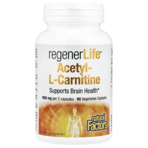Natural Factors RegenerLife® Acetilcarnitina 90 Cápsulas Vegetarianas (500 mg por Cápsula)
