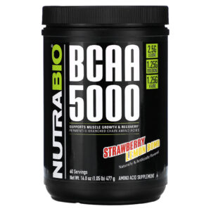 NutraBio BCAA 5000 Bomba de Morango e Limão 477 g (105 lb)