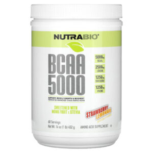 NutraBio BCAA 5000 Limonada de Morango 452 g (1 lb)