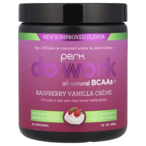 Perk Energy Do Work BCAAs Totalmente Naturais+ Creme de Framboesa e Baunilha 360 g