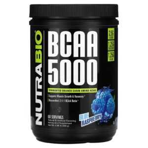 NutraBio BCAA 5000 Framboesa Azul 444 g (098 lb)