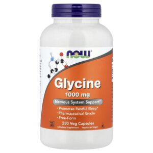NOW Foods, Glicina, 1.000 mg, 250 Cápsulas Vegetais