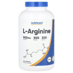 Nutricost L-Arginina 500 mg 300 Cápsulas