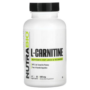 NutraBio L-Carnitina 500 mg 90 Cápsulas Vegetais