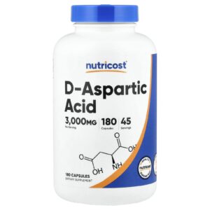 Nutricost, Ácido D-aspártico, 180 Cápsulas (750 mg por Cápsula)