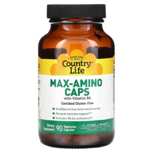 Country Life Max-Amino Caps com Vitamina B6 90 Cápsulas Vegetarianas