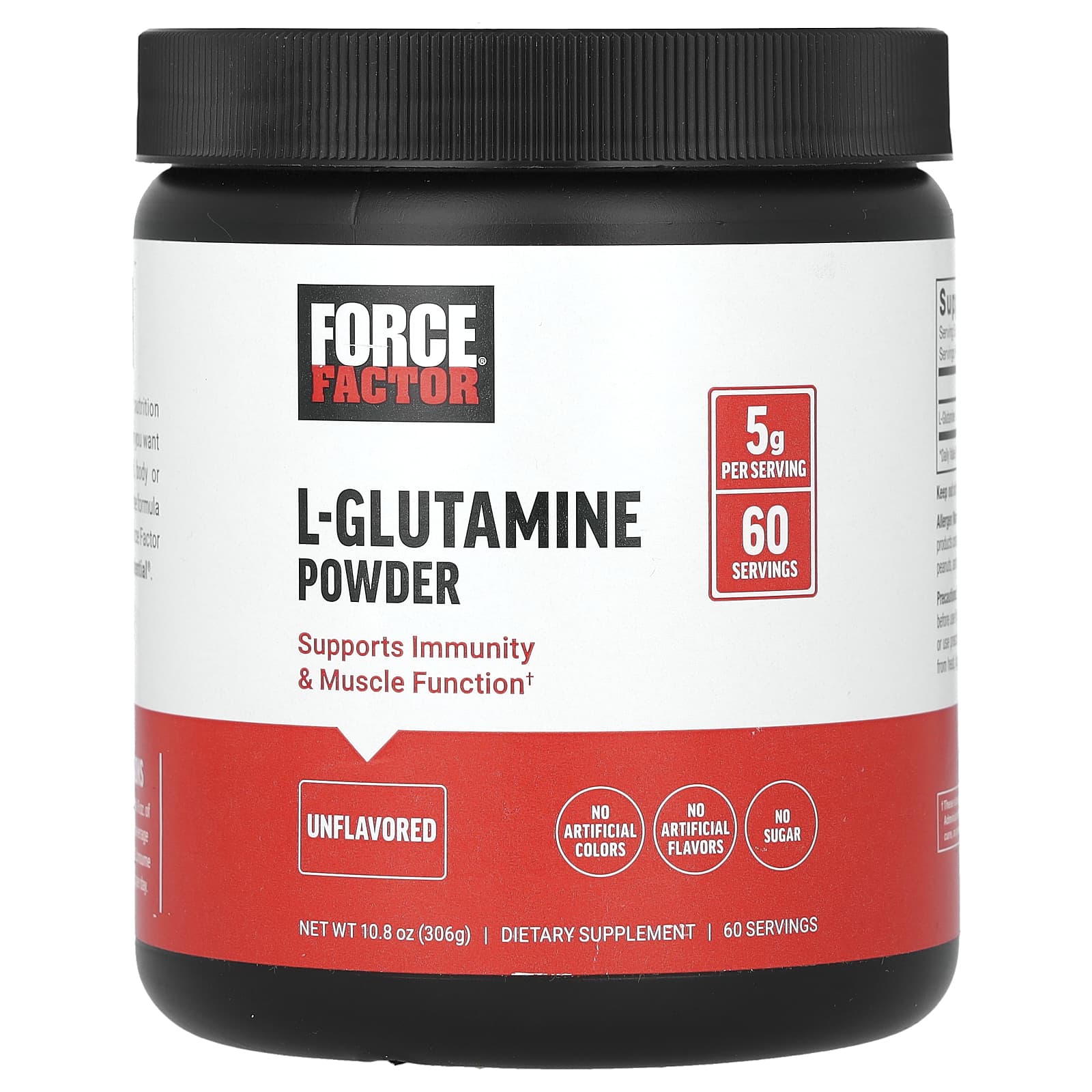 Force Factor L-Glutamina em Pó Sem Sabor 306 g (108 oz)