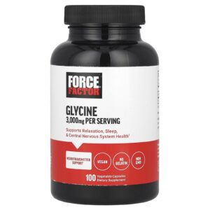 Force Factor, Glicina, 100 Cápsulas Vegetais (1.000 mg por Cápsula)