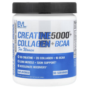 EVLution Nutrition Creatine5000® com Colágeno + BCAA Para Mulheres Sem Sabor 249 g (88 oz)