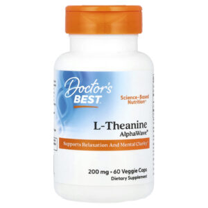 Doctor's Best, L-Theanine, AlphaWave®, 200 mg, 60 Cápsulas Vegetais