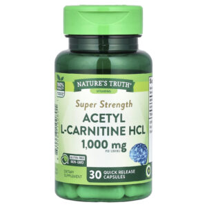 Natures Truth Cloridrato de Acetil L-Carnitina Superpotência 30 Cápsulas de Liberação Rápida (500 mg por Cápsula)
