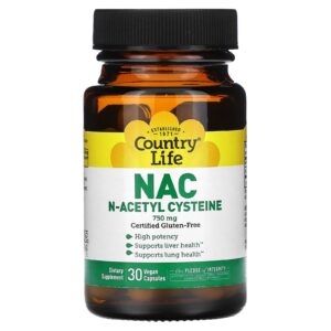 Country Life NAC N-Acetil Cisteína 750 mg 30 Cápsulas Veganas