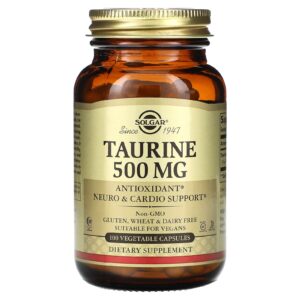 Solgar, Taurina, 500 mg, 100 Cápsulas Vegetais