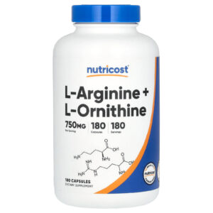 Nutricost L-Arginina + L-Ornitina 750 mg 180 Cápsulas