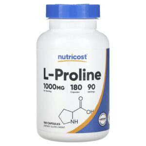 Nutricost L-Prolina 180 Cápsulas (500 mg por Cápsula)
