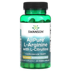 Swanson AjiPure L-Arginina com L-Citrulina 60 Cápsulas Vegetais