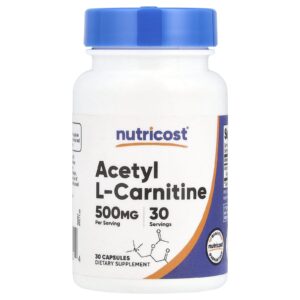 Nutricost Acetil L-Carnitina 500 mg 30 Cápsulas
