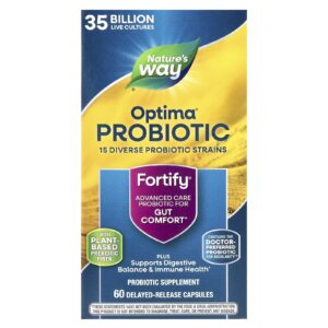 Natures Way Optima® Probiotic Fortify® Conforto Intestinal 35 Bilhões 60 Cápsulas de Liberação Retardada