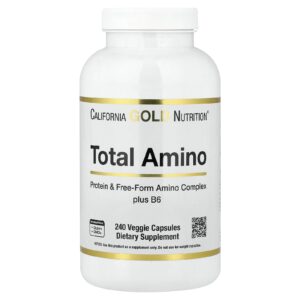 California Gold Nutrition, Total Amino com Vitamina B-6 e Mistura de 20 Aminoácidos, 240 Cápsulas Vegetais