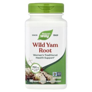 Natures Way Raiz de Inhame Selvagem 180 Cápsulas Veganas (350 mg por Cápsula)