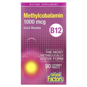 Natural Factors B12 Mecobalamina 1.000 mcg 90 Comprimidos Mastigáveis