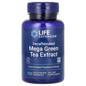 Life Extension Megaextrato de Chá Verde Descafeinado 100 Cápsulas Vegetarianas (725 mg por Cápsula)