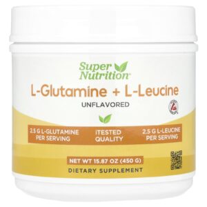 Super Nutrition L-glutamina + L-leucina Sem Sabor 450 g (1587 oz)