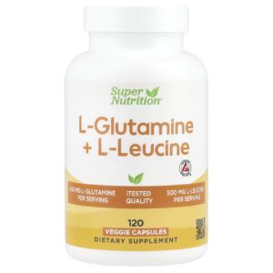 Super Nutrition, L-glutamina + L-leucina, 120 Cápsulas Vegetais