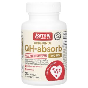 Jarrow Formulas Ubiquinol QH-Absorb Máxima Absorção 100 mg 60 Cápsulas Softgel