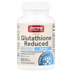 Jarrow Formulas, Glutationa Reduzida Vegana, 500 mg, 60 Cápsulas Vegetais