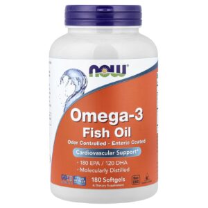 NOW Foods Óleo de Peixe Ômega-3 180 Cápsulas Softgel