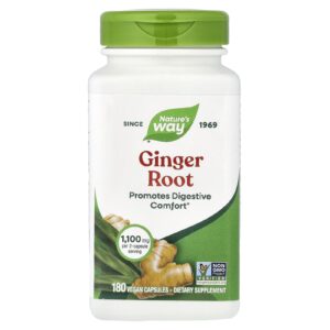Natures Way Raiz de Gengibre 180 Cápsulas Veganas (550 mg por Cápsula)