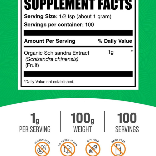 Extrato De Schisandra Em Pó Orgânico Bulksupplements - Imagem 2