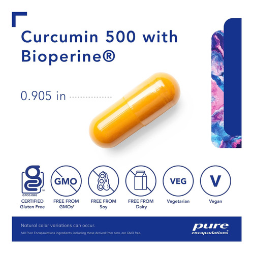 Encapsulações Puras Curcumina 500 Com Bioperina Suplemento E - Imagem 3