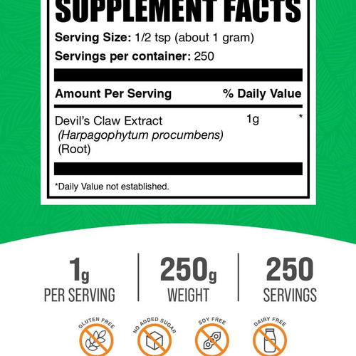 Extrato Em Pó De Garra Do Diabo Bulksupplements 250g - Imagem 3
