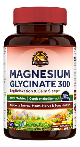 Glicinato De Magnésio Vitalitown Vitalitown 300mg, 90 Compri