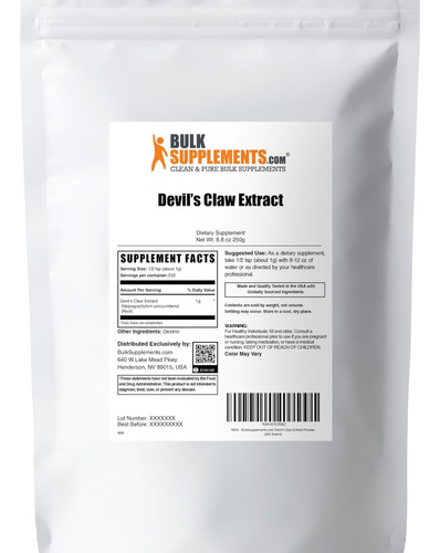 Extrato Em Pó De Garra Do Diabo Bulksupplements 250g - Imagem 5